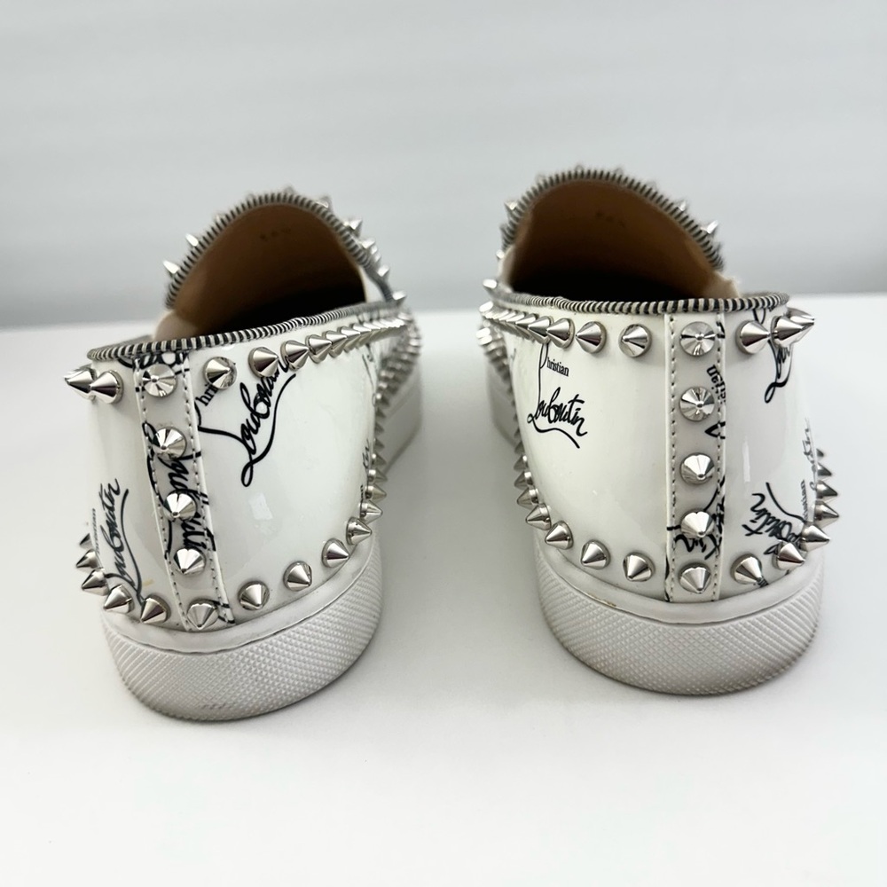 EUC! Auth LOUBOUTIN Pik Boat Patent sneakers Graffiti spikes Degraloubi 36.5 - Picture 6 of 12